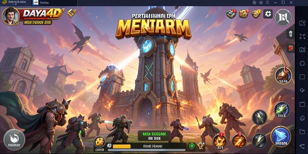 Tampilan gameplay menara pertahanan dalam DAYA4D yang mendebarkan.