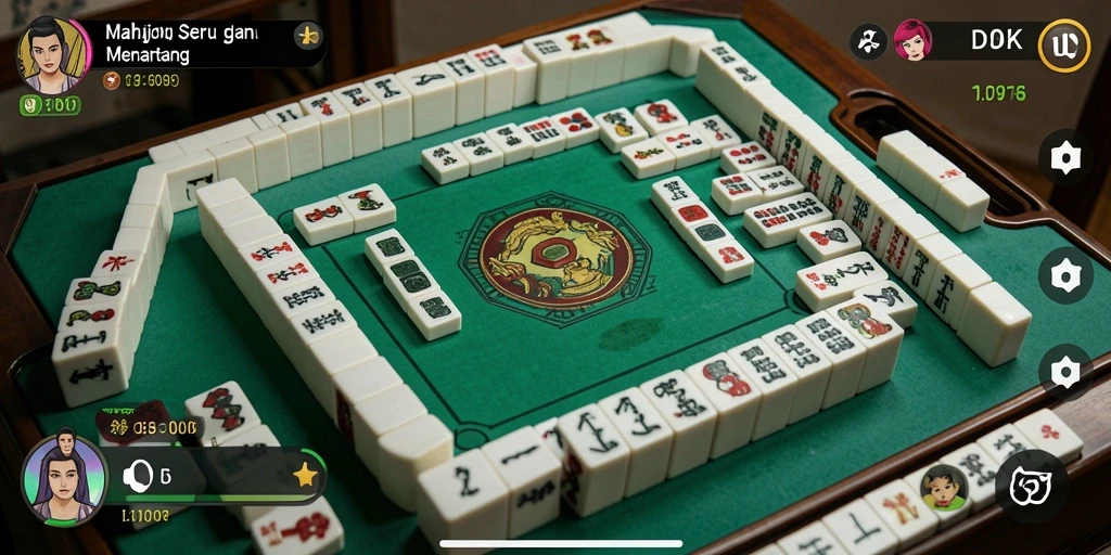 Screenshot gameplay DKK menunjukkan keseruan permainan Mahjong yang penuh warna.