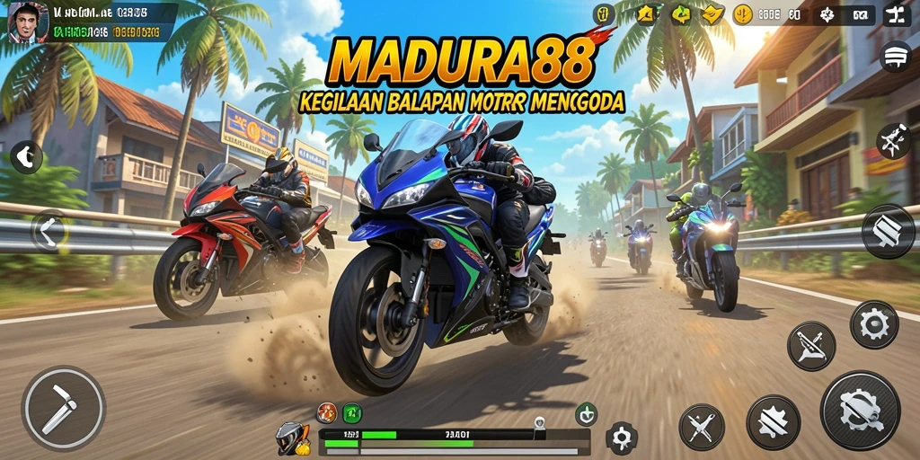 Tampilan gameplay MADURA88 yang mendebarkan saat balapan motor.