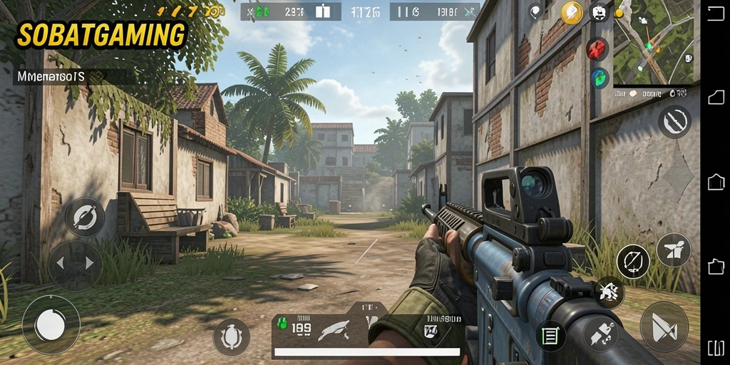Tampilan aksi seru dalam permainan SOBATGAMING yang mengesankan.
